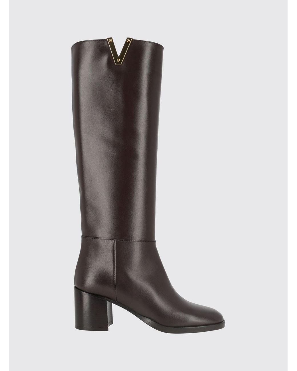 Via Roma 15 Brown Smooth Leather Knee-High Boots With Medium Heel