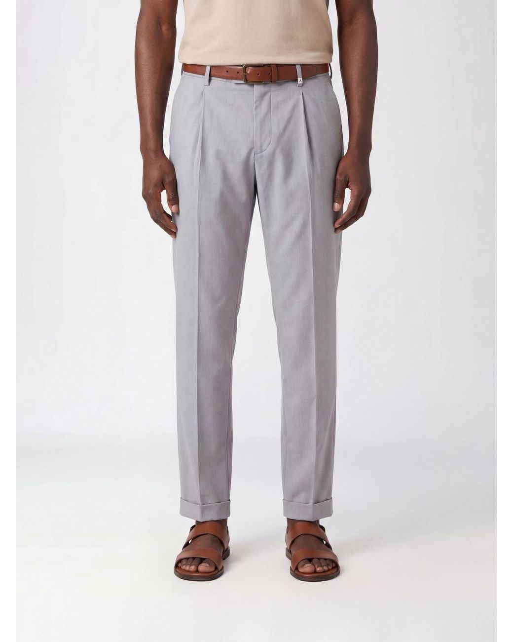 Myths Gray Slim Fit Wool Fresco Trousers for men
