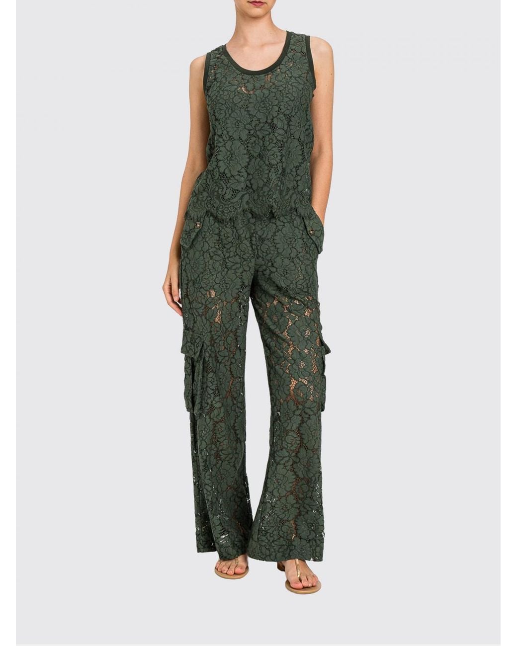 Twinset Green Macramé Top