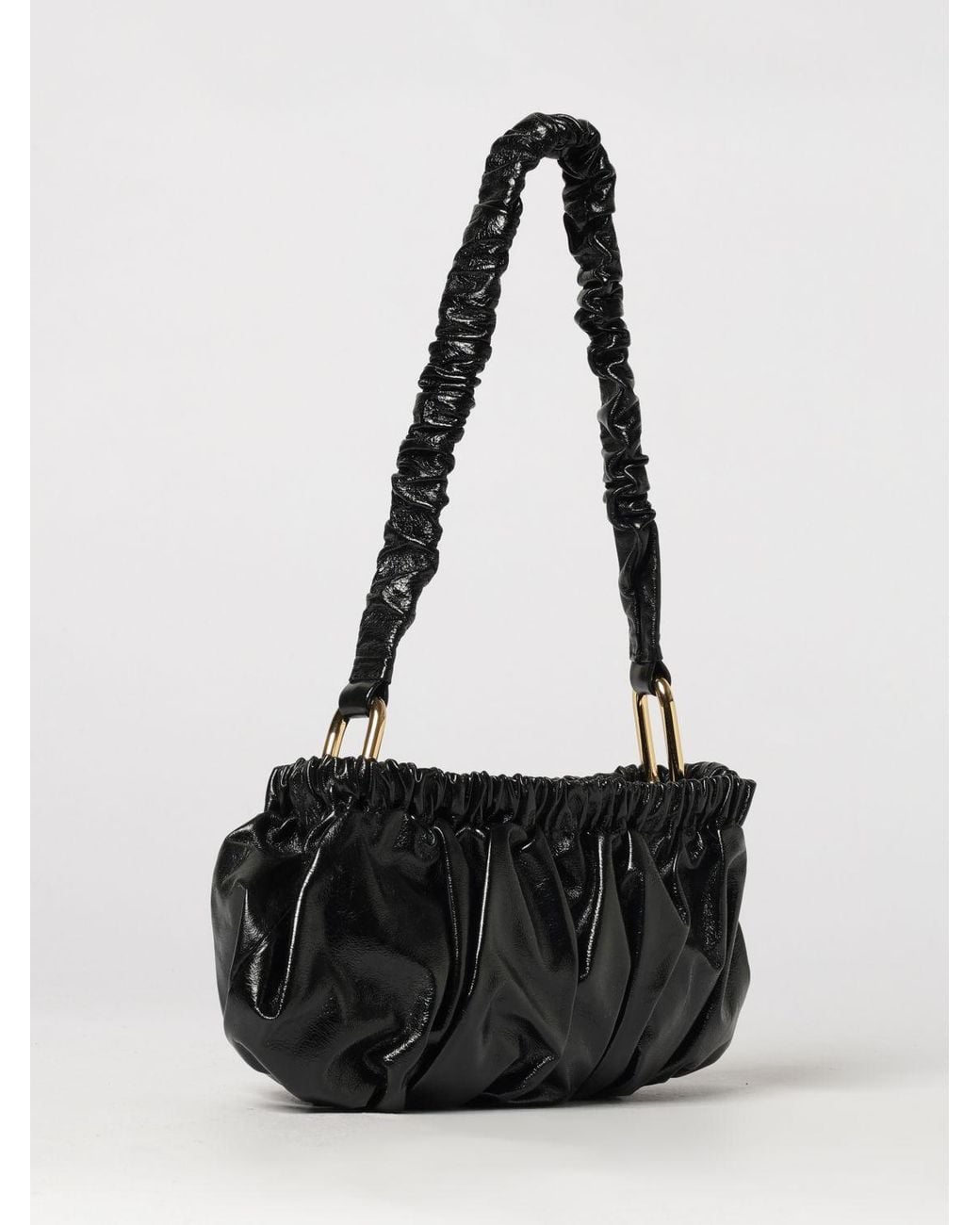 Marni Black Ruched Calfskin Leather Shoulder Bag