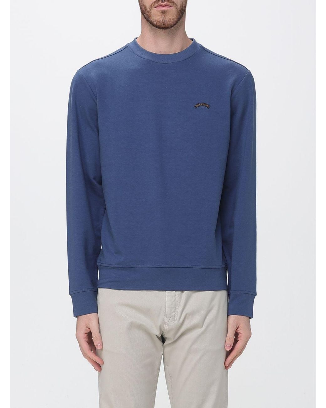 Paul & Shark Blue Paul &Amp Shark Cotton And Lyocell Blend Crewneck Sweatshirt By With Logo for men