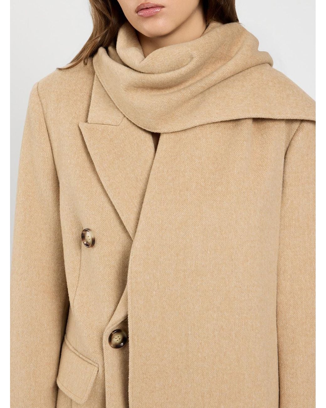 Twinset Natural Relaxed Fit Double-Breasted Long Coat