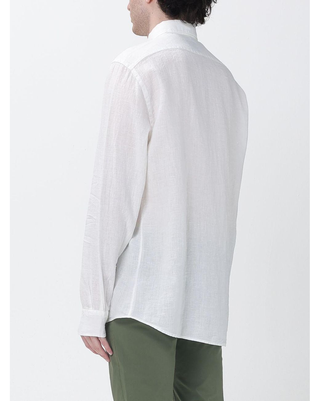 Brooksfield White Casual Linen Shirt for men