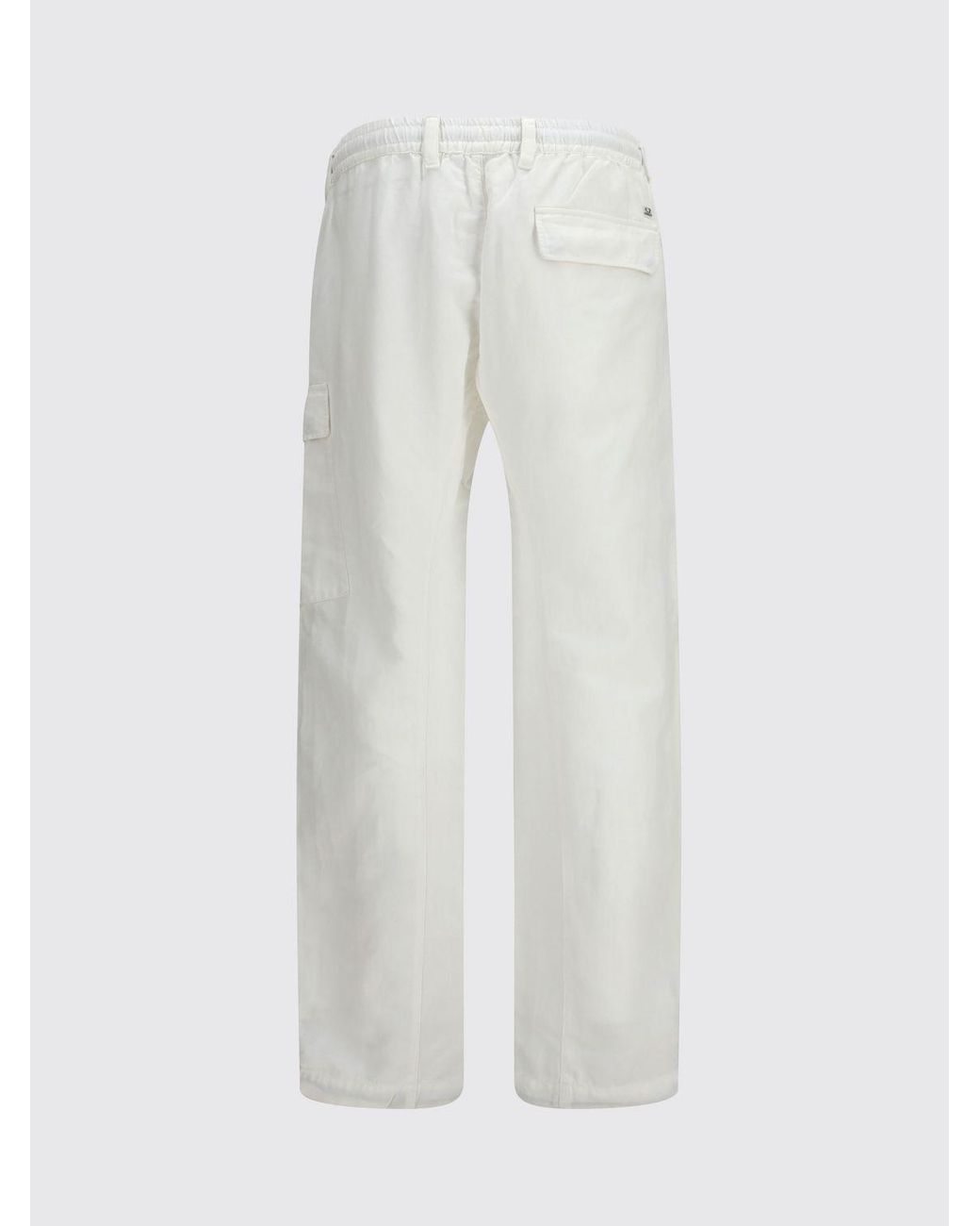 C P Company White Cotton Cargo Trousers for men