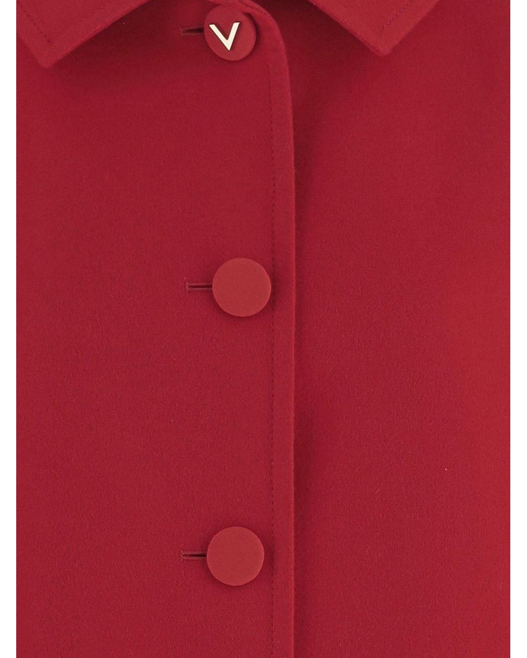 Valentino Garavani Red Single-Breasted Wool And Cashmere Coat With Knee-Length Design