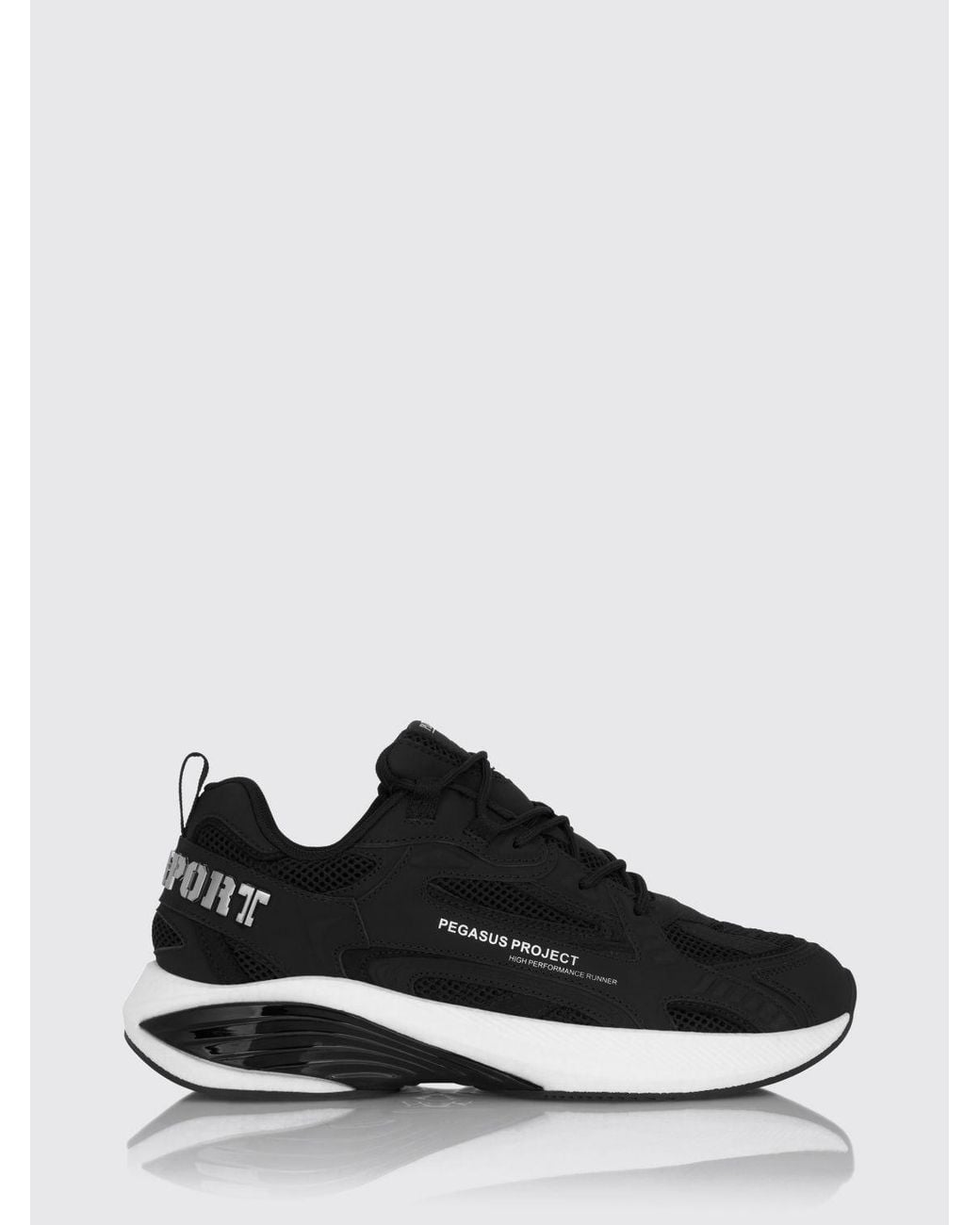 Philipp Plein Black Pegasus Project Mesh And Rubber Sneakers for men