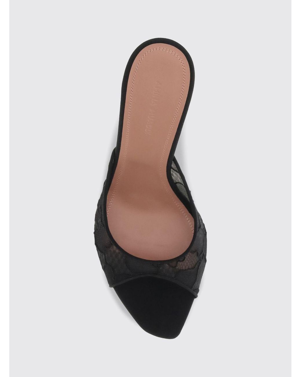 AMINA MUADDI Black Alexa Embroidered Lace Mules With High Stiletto Heel