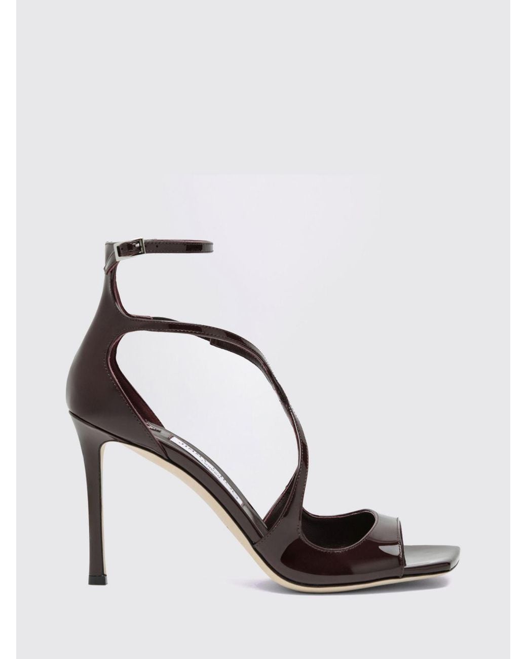 Jimmy Choo Red Azia Patent Leather High Heel Sandals With Ankle Strap