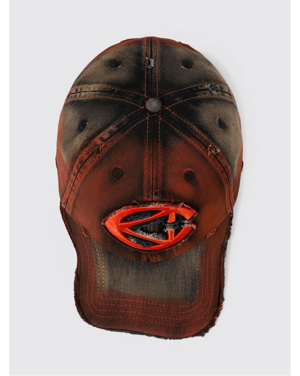 CAMPERLAB Red Distorted Washed Sprayed Used Cotton Hat
