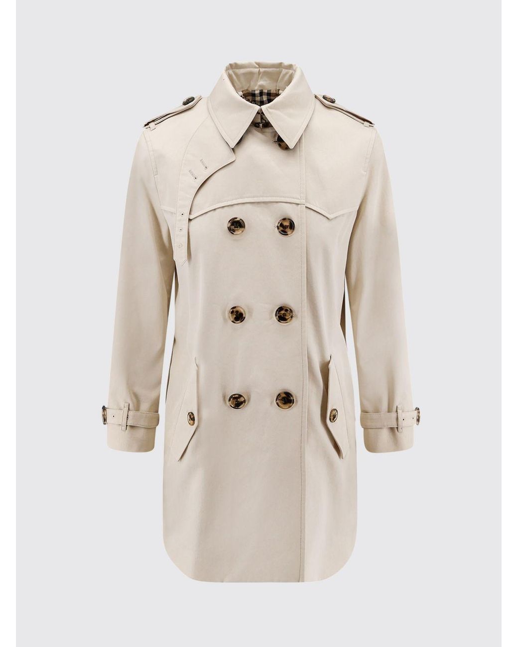 Burberry Natural Double-Breasted Cotton Trench Coat