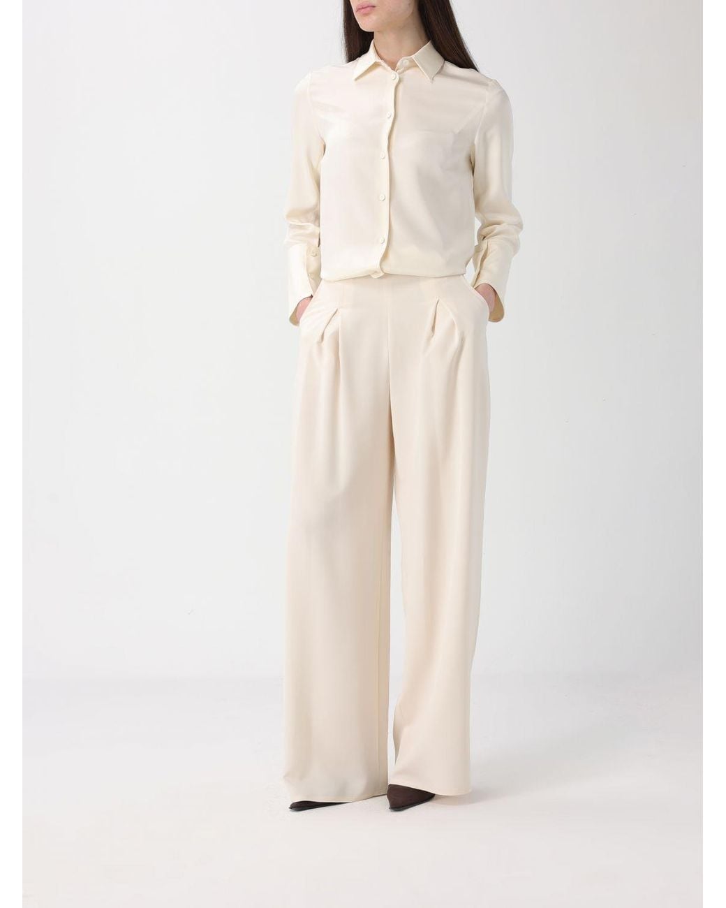 Max Mara Pure Natural Pure Stretch Silk Palazzo Trousers Max Mara