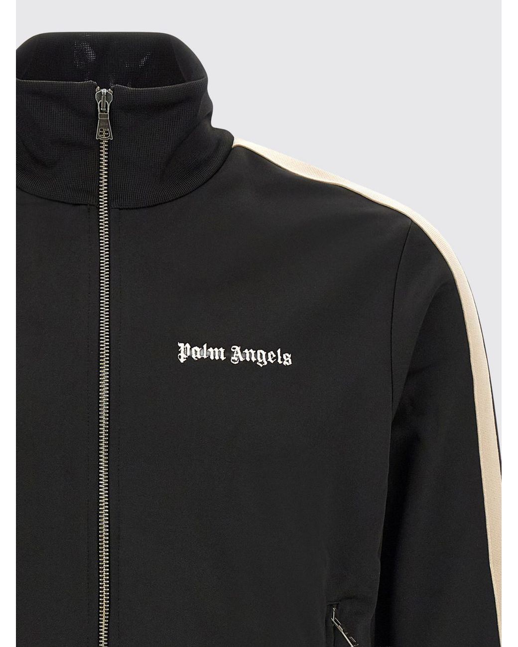 Palm Angels Blue Technical Fabric Track Jacket With High Neck And Contrast Logo for men