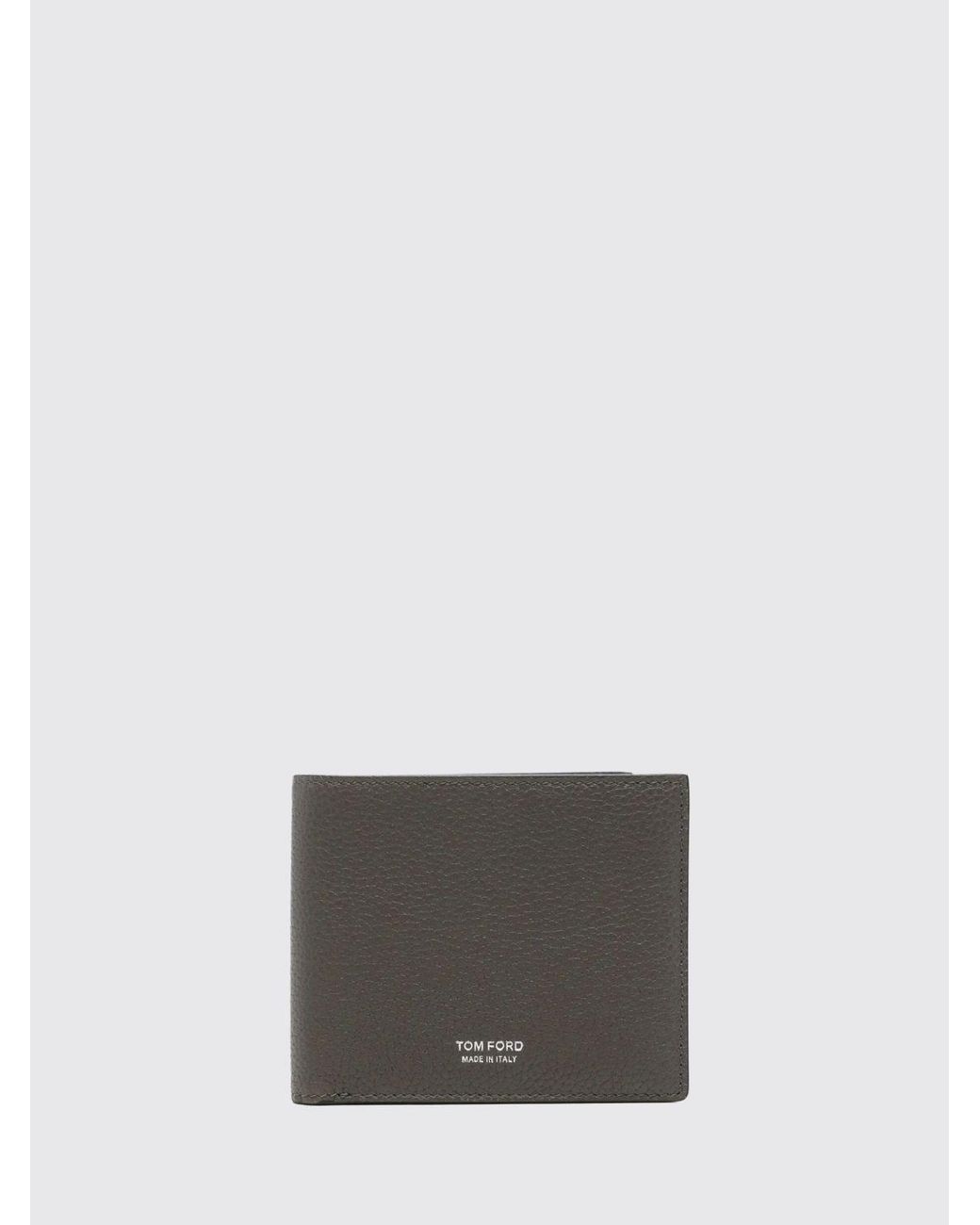 Tom Ford White Bifold Calf Leather Wallet With Bill Compartment And Logo for men