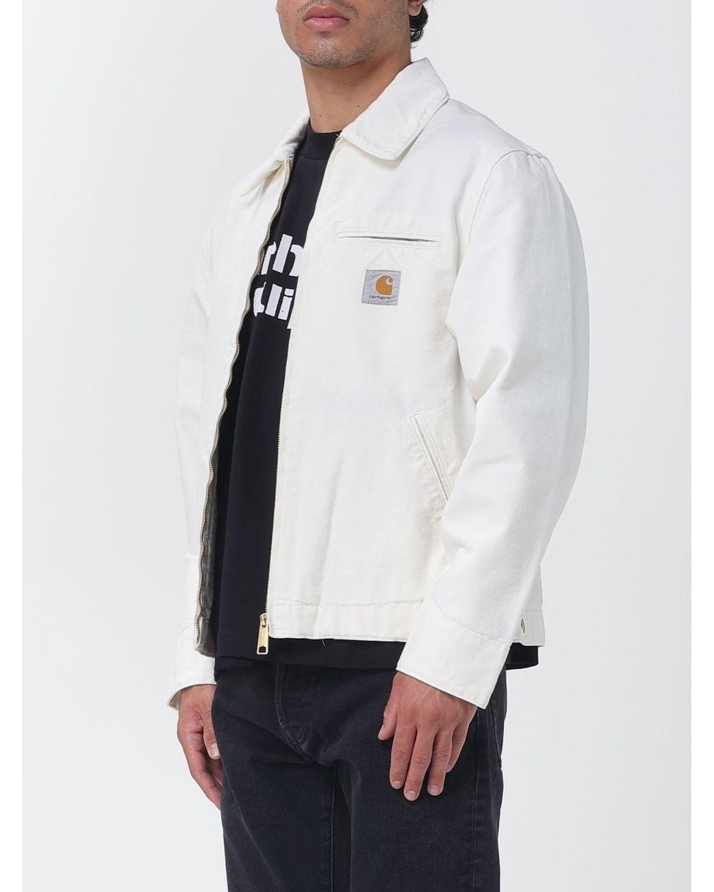 Carhartt White Detroit Organic Cotton Canvas Jacket With Velvet Collar for men