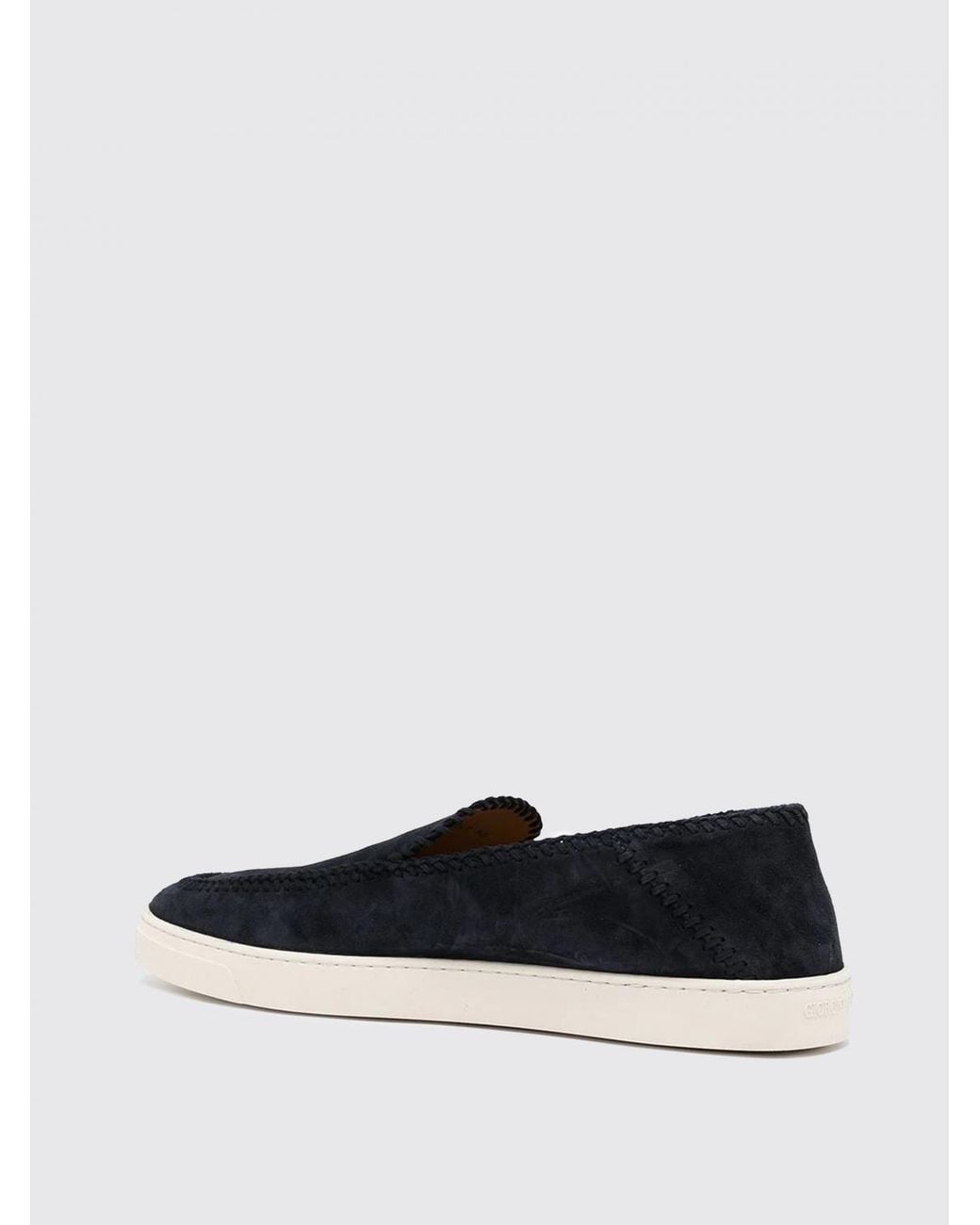 Giorgio Armani White Suede Loafers With Thread Stitching for men