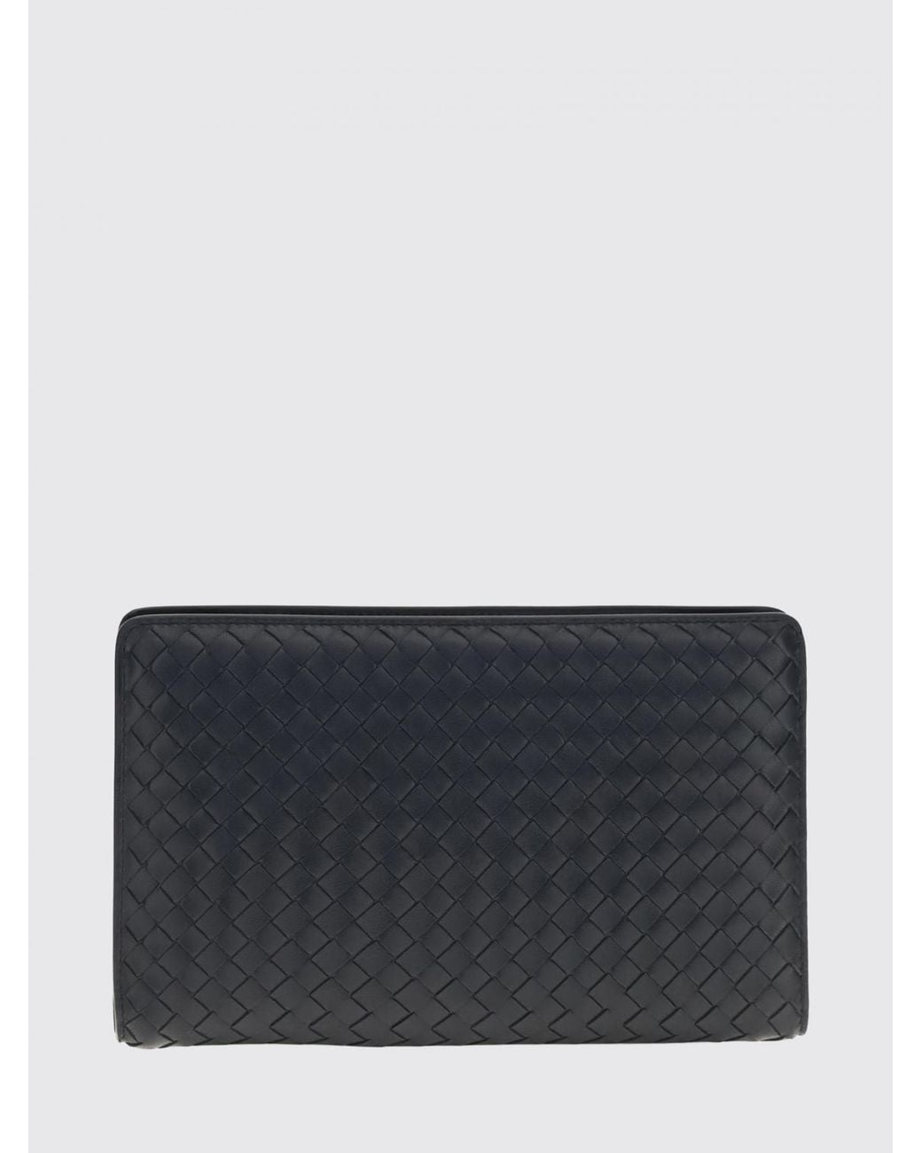 Bottega Veneta Gray Agenda Intrecciato Leather Clutch