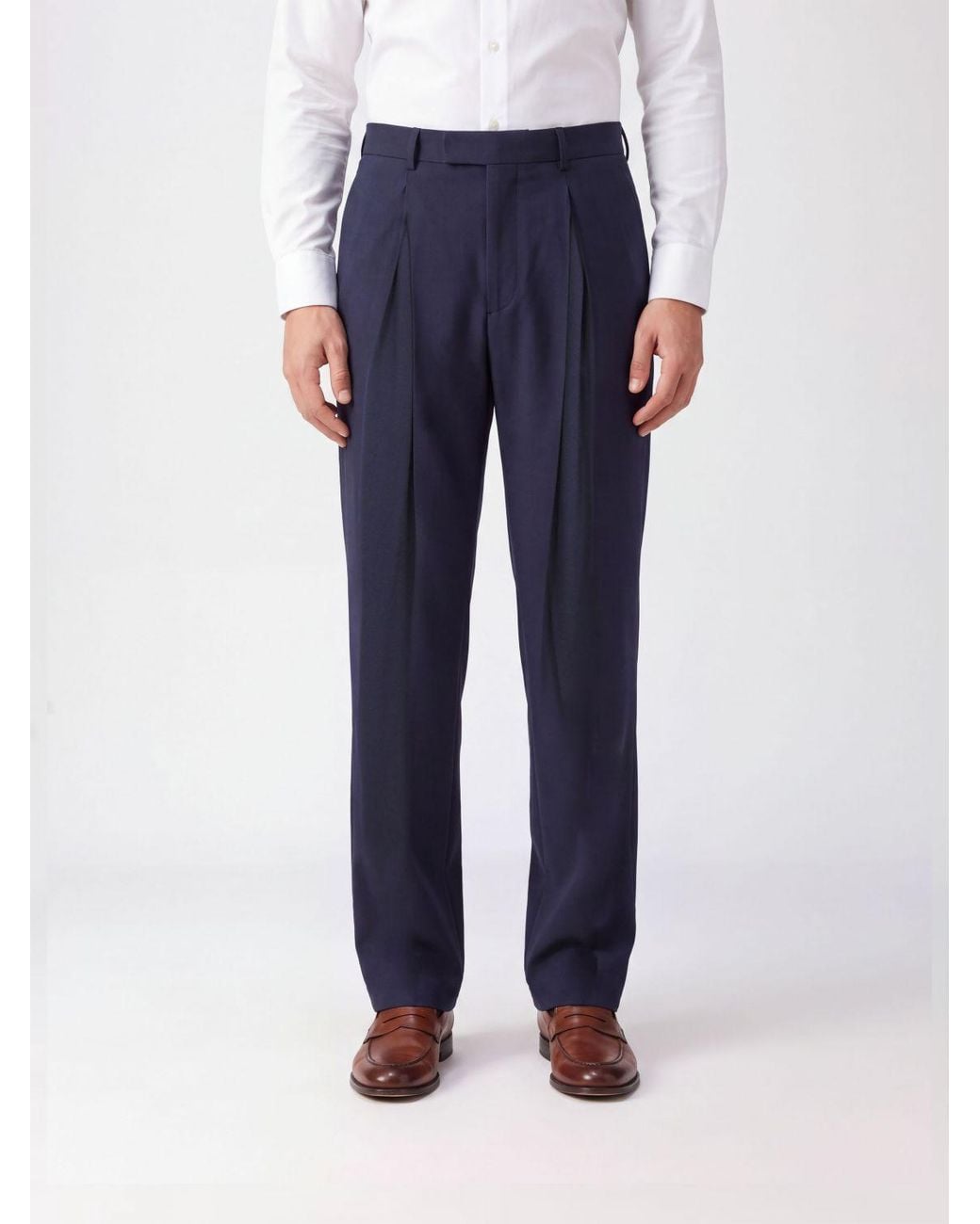 Jacquemus Blue Slim Fit Pleated Tailored Trousers for men