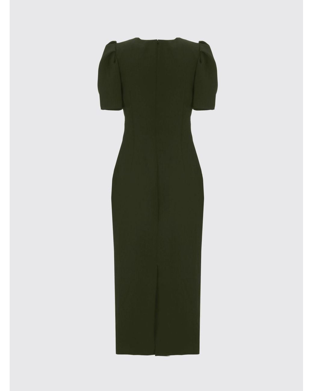 Carolina Herrera Black Jersey Midi Sheath Dress With Puff Sleeves