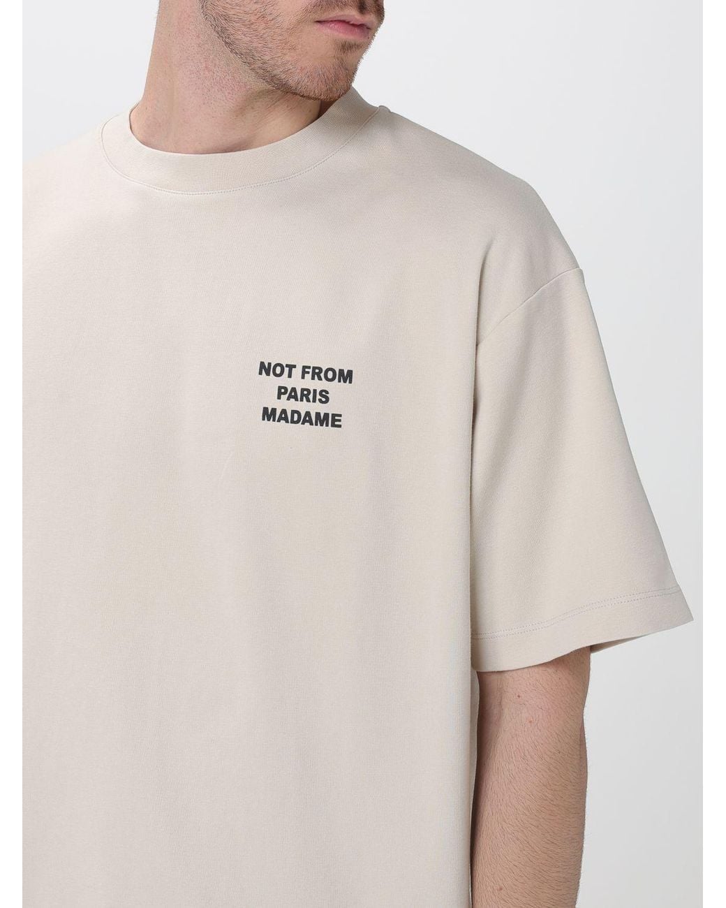 Drole de Monsieur White Cotton T-Shirt With Slogan for men