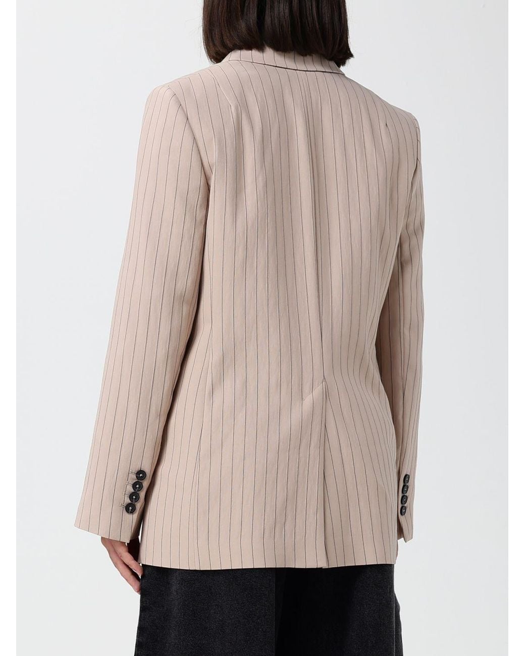 Paul Smith Natural Pinstriped Viscose Single-Breasted Blazer With Lapel Collar