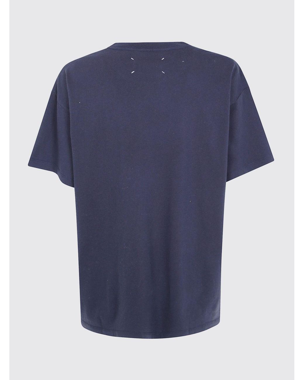 Maison Margiela Blue Cotton T-Shirt With Numeric Logo And Dropped Shoulders for men