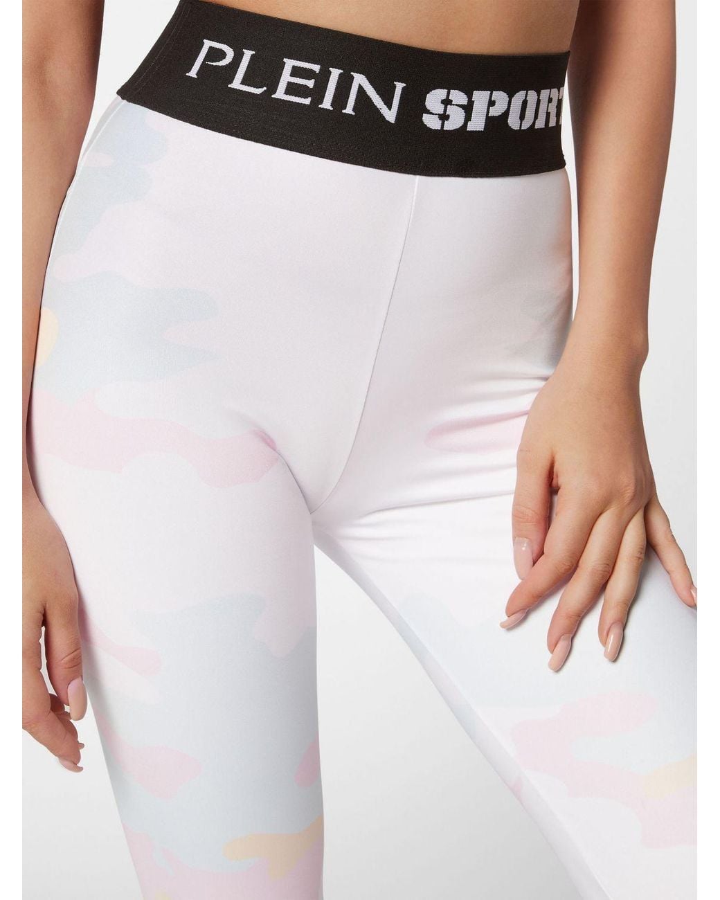 Philipp Plein White High-Waisted Camouflage Print Skinny Leggings