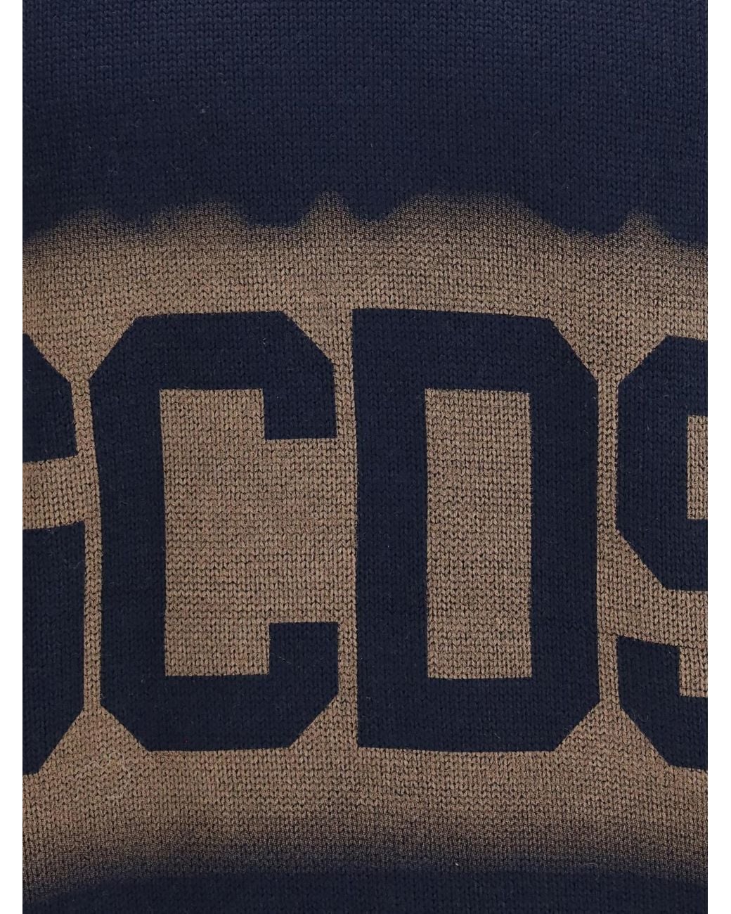 Gcds Blue Wool Blend Crew-Neck Jumper With Contrast Logo for men