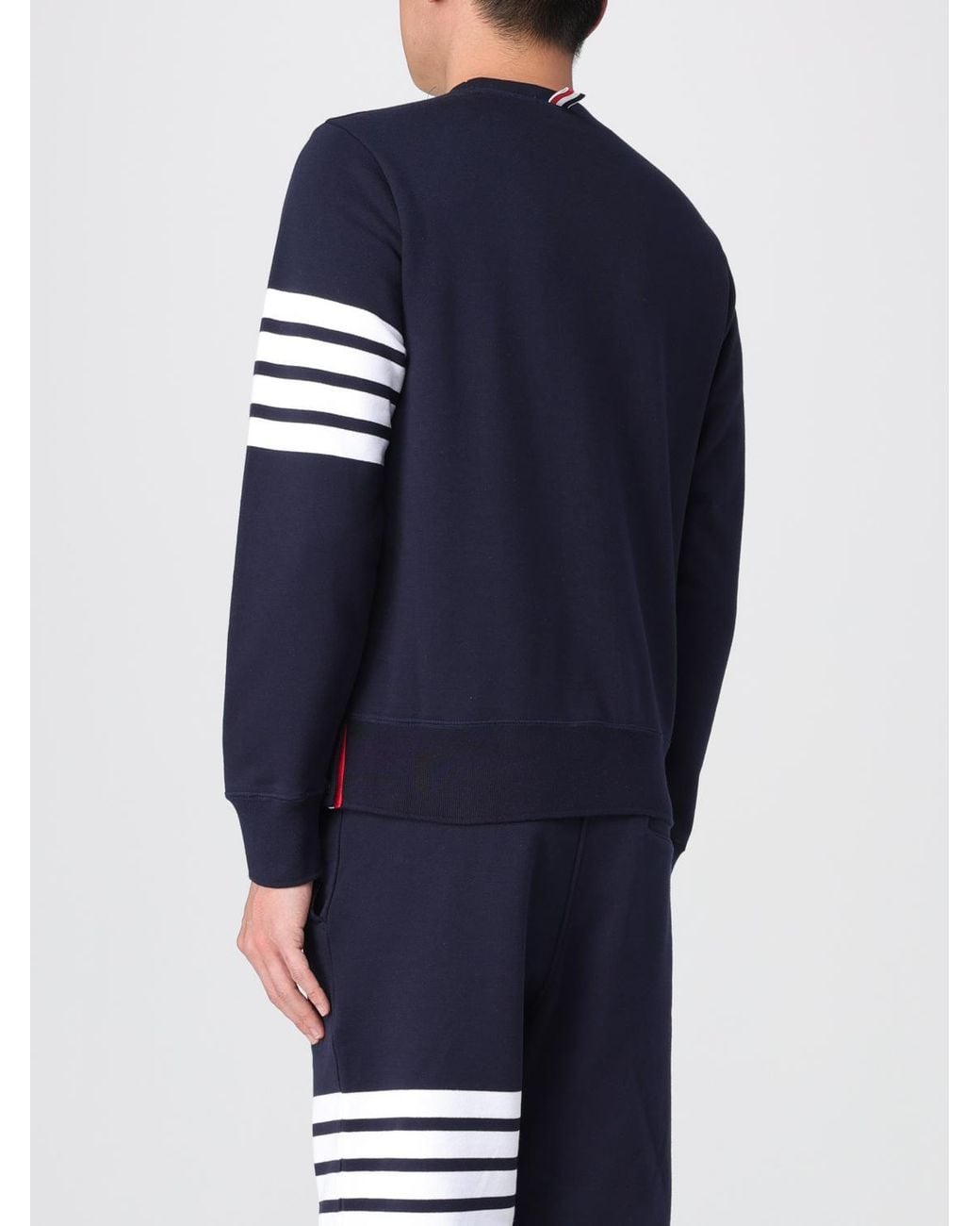 Thom Browne Blue Crew Neck Long Sleeve Cotton Blend Sweatshirt for men