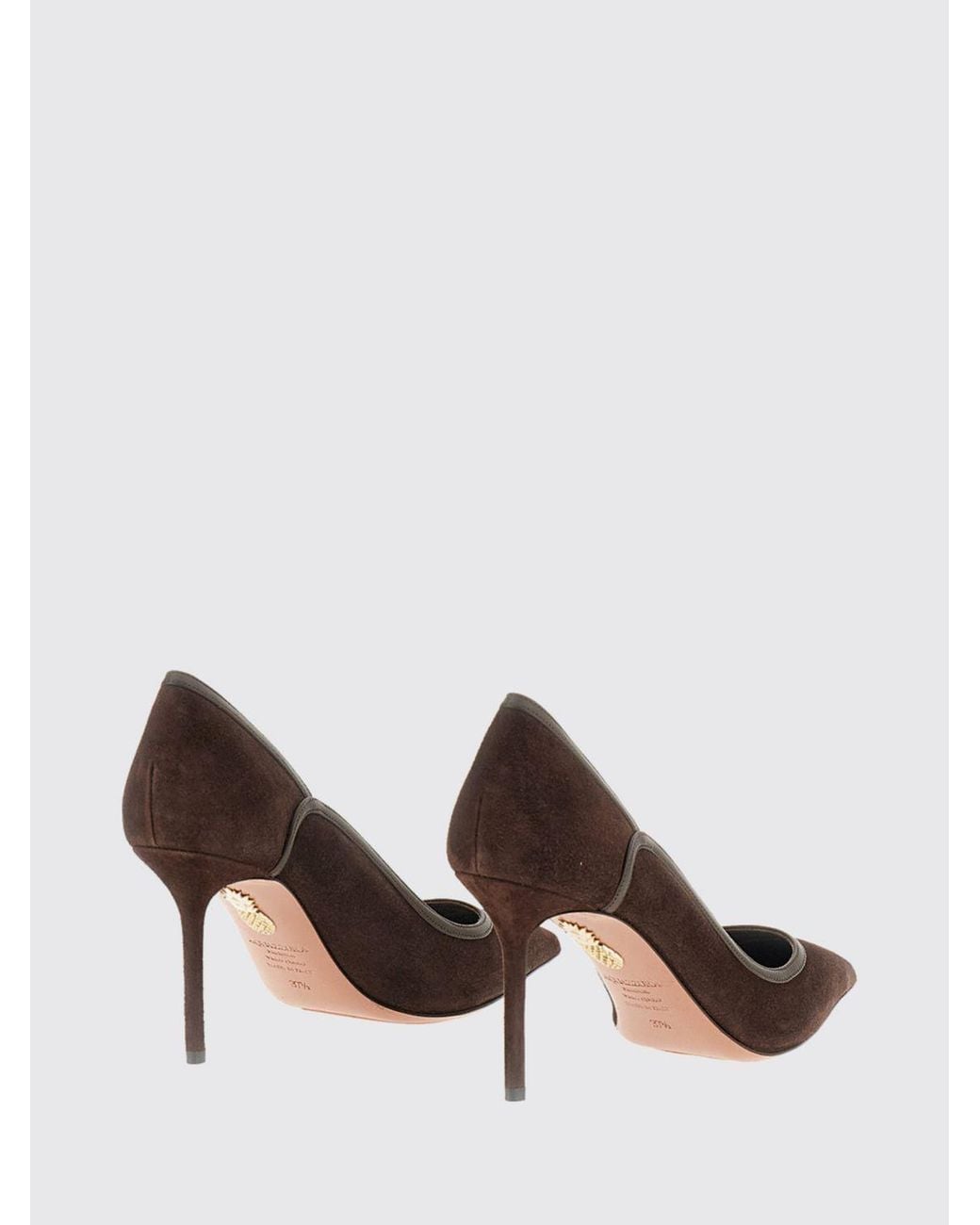 Aquazzura Brown Plush Suede Pumps With High Stiletto Heel