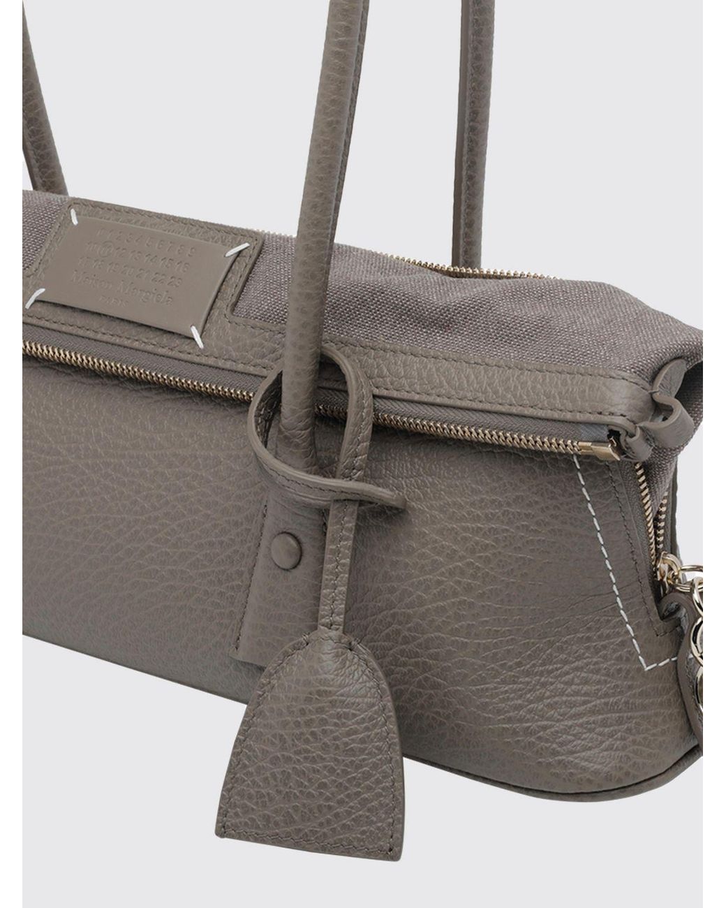 Maison Margiela Gray 5Ac Calfskin Shoulder Bag With Contrast Stitching