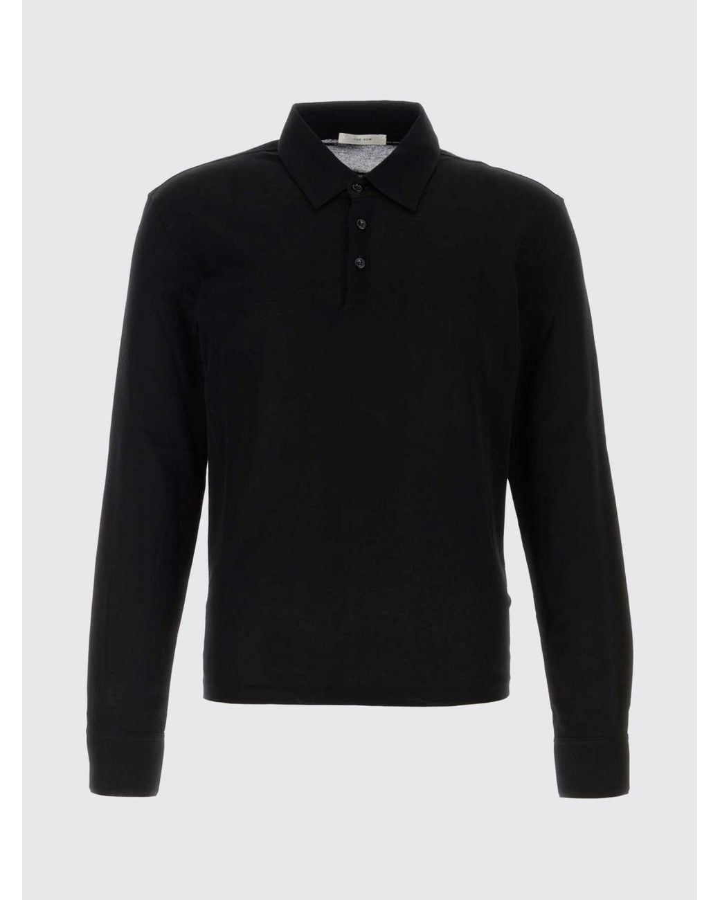 The Row Blue Long-Sleeved Knit Polo Shirt for men