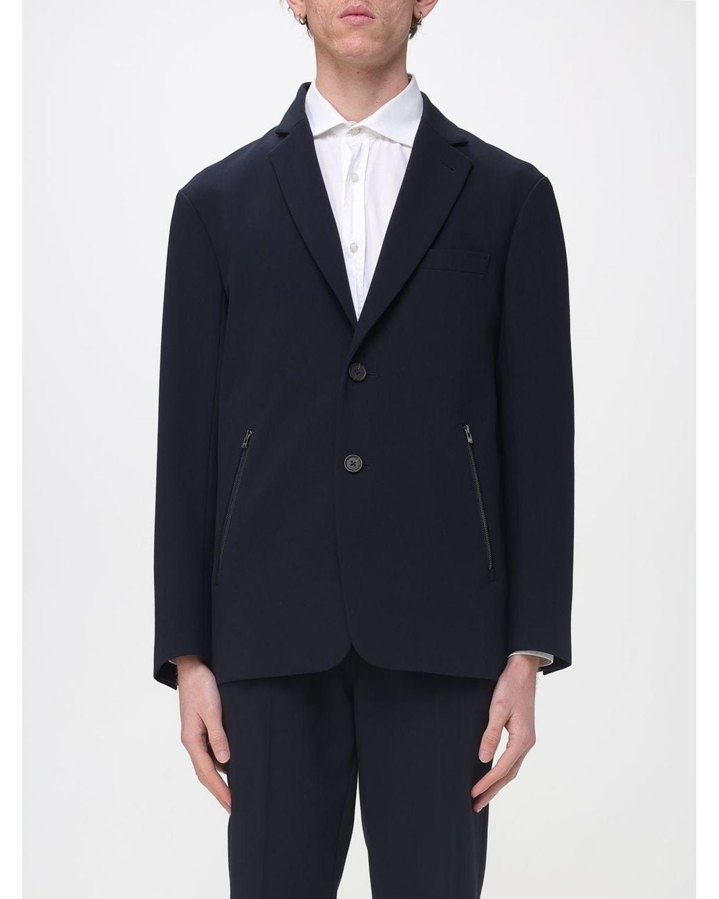 Emporio Armani Blue Single-Breasted Blazer for men