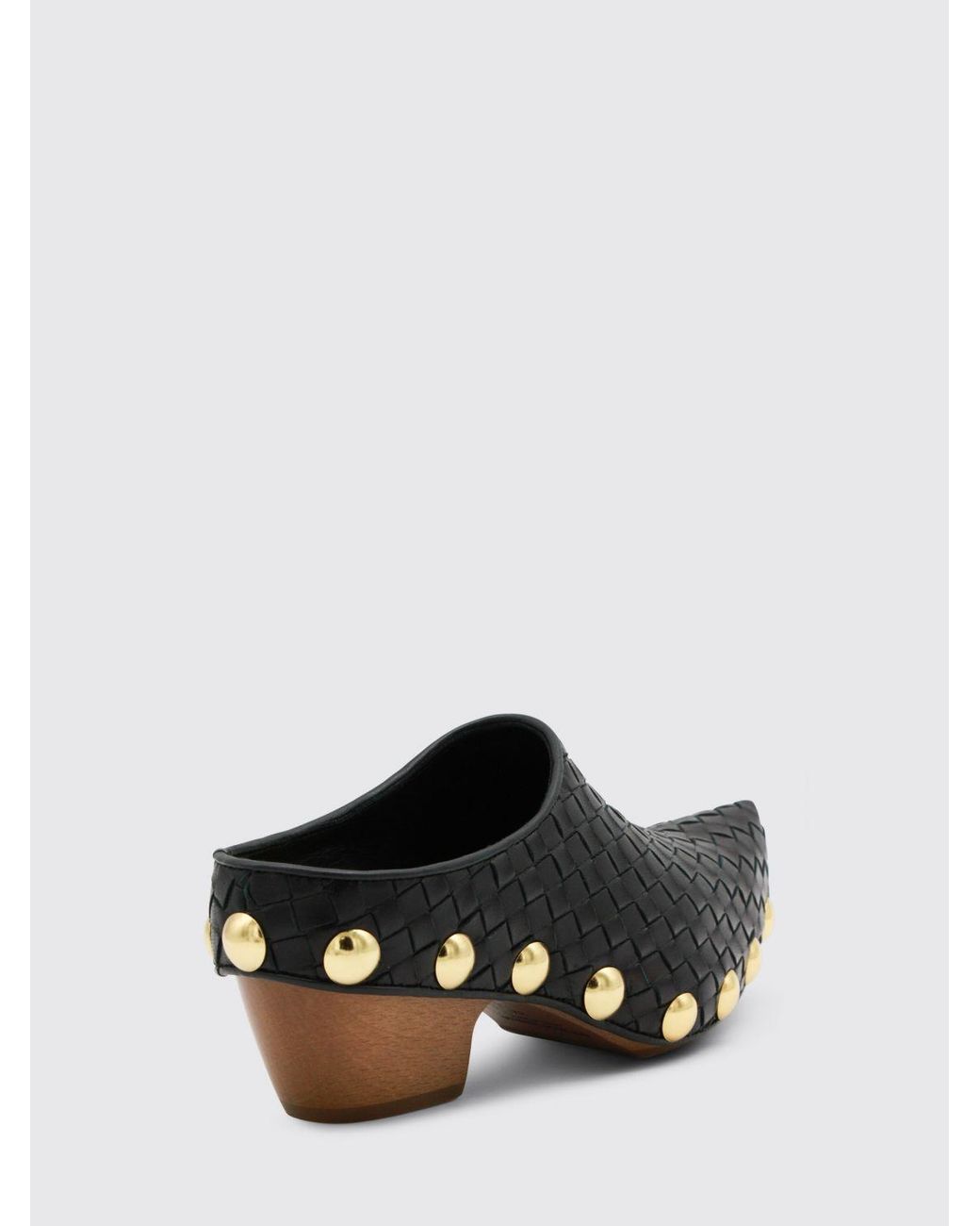 Bottega Veneta White Gondola Woven Leather Mules With Studs