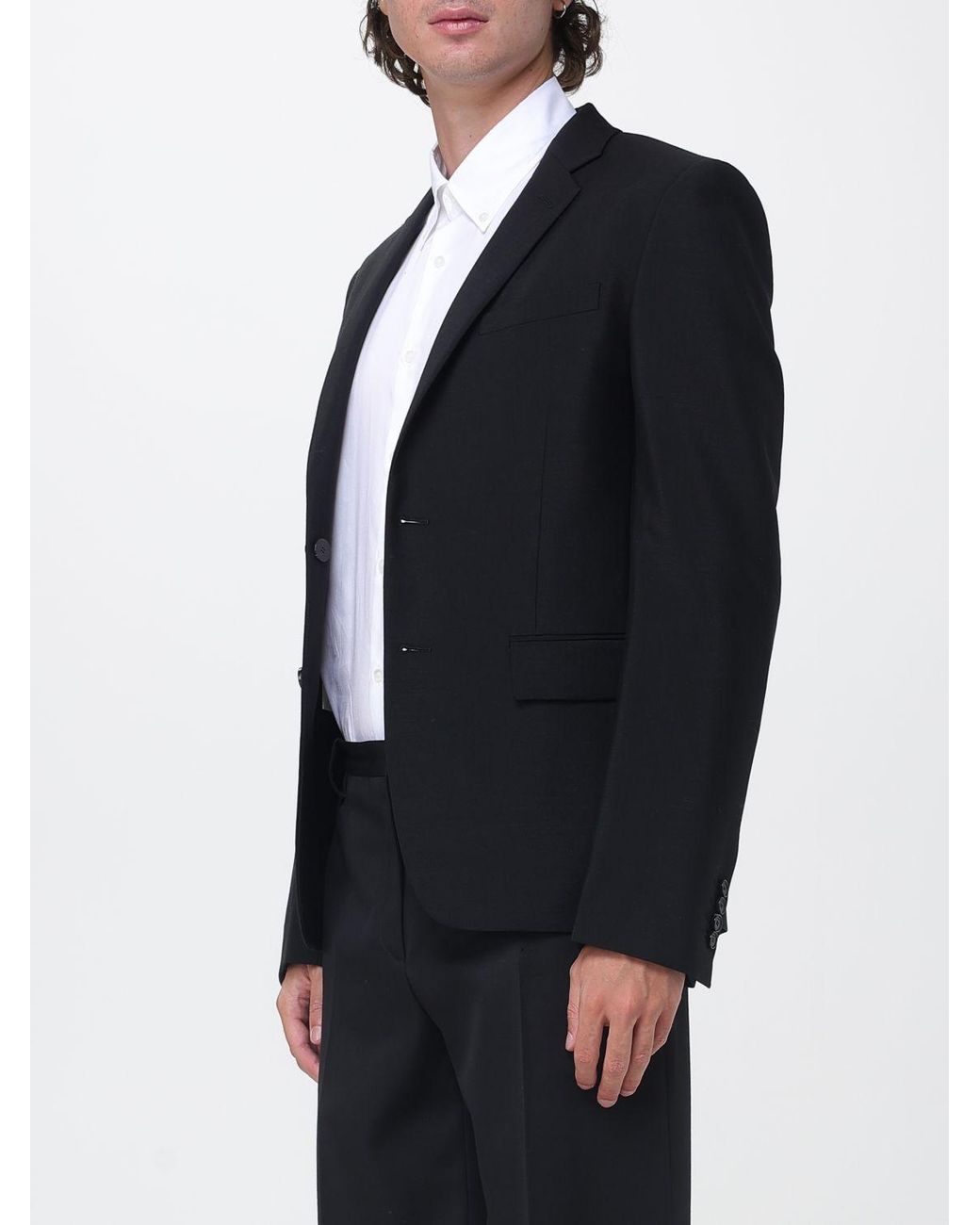 Fendi Blue Slim Fit Single-Breasted Wool And Mohair Blend Blazer for men