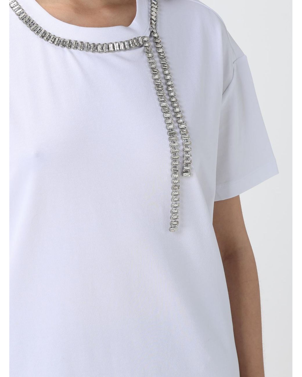Liu Jo White Cotton T-Shirt With Crystals