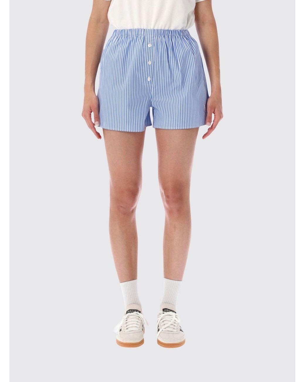 Sporty & Rich Blue Sporty &Amp Rich High-Waisted Cotton Boxer Shorts