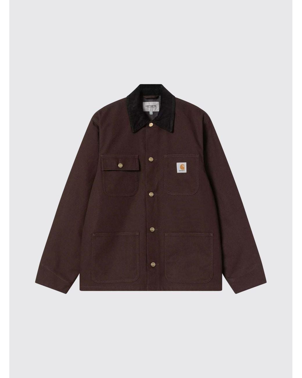 Carhartt Brown Cotton Shirt Jacket With Corduroy Collar for men