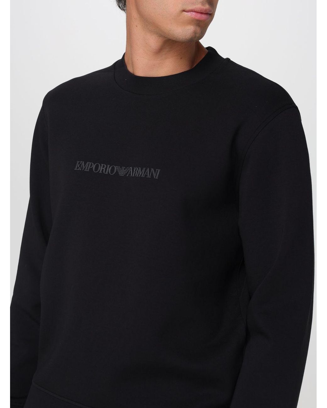 Emporio Armani Black Crew Neck Sweatshirt With Logo for men