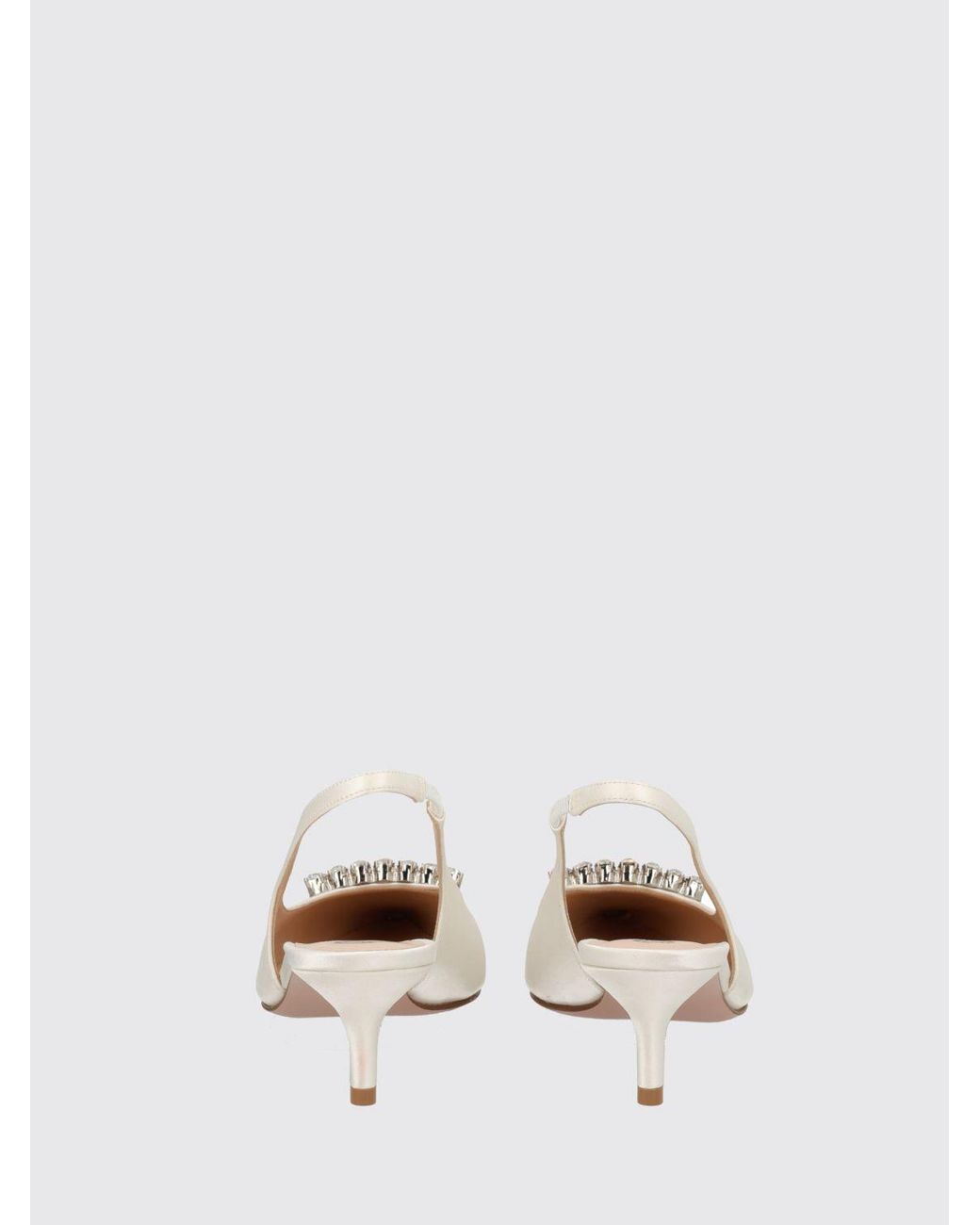 Roberto Festa Natural Futura Bicolour Satin Slingback Court Shoes With Jewel Buckle And Low Heel