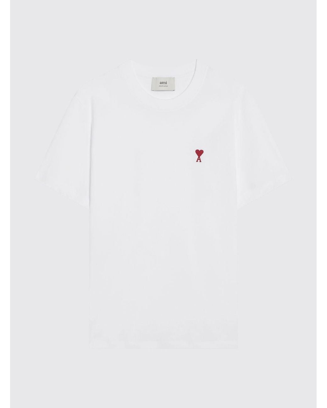 AMI White Long-Sleeved Organic Cotton T-Shirt With Embroidered Logo for men