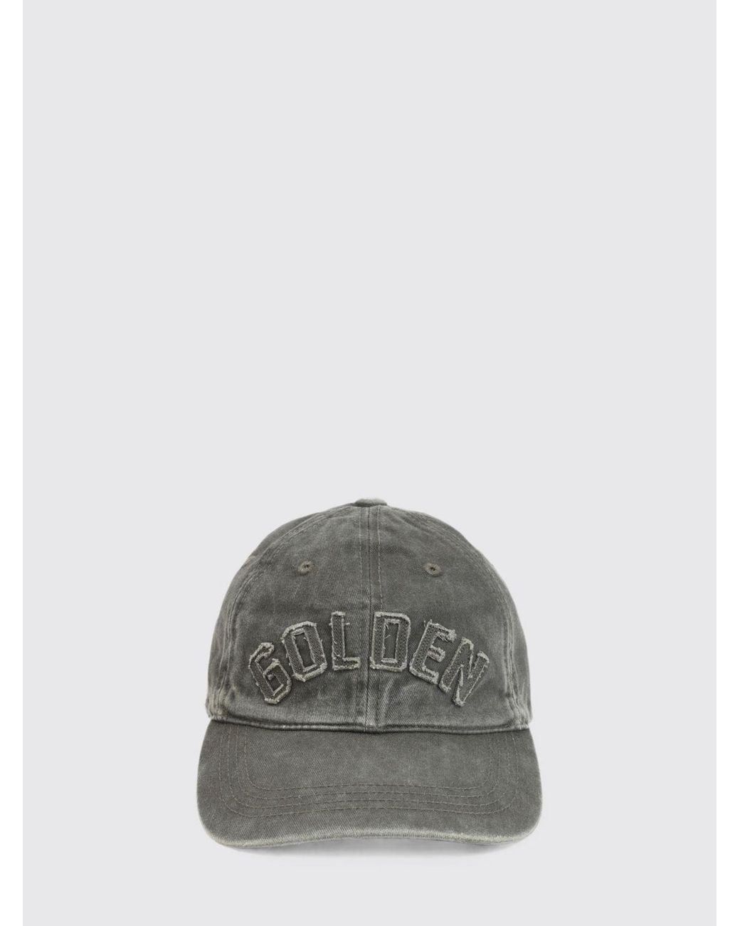 Golden Goose Deluxe Brand Gray Denim Baseball Cap With Studs And Embroidered Logo