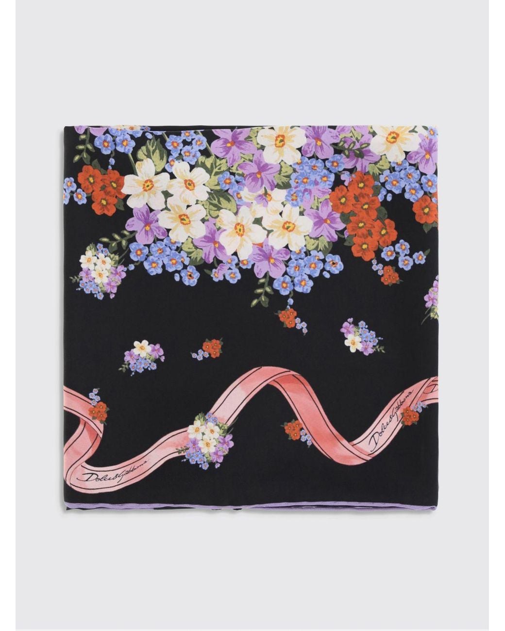 Dolce & Gabbana Blue Dolce &Amp Gabbana Floral Silk Scarf