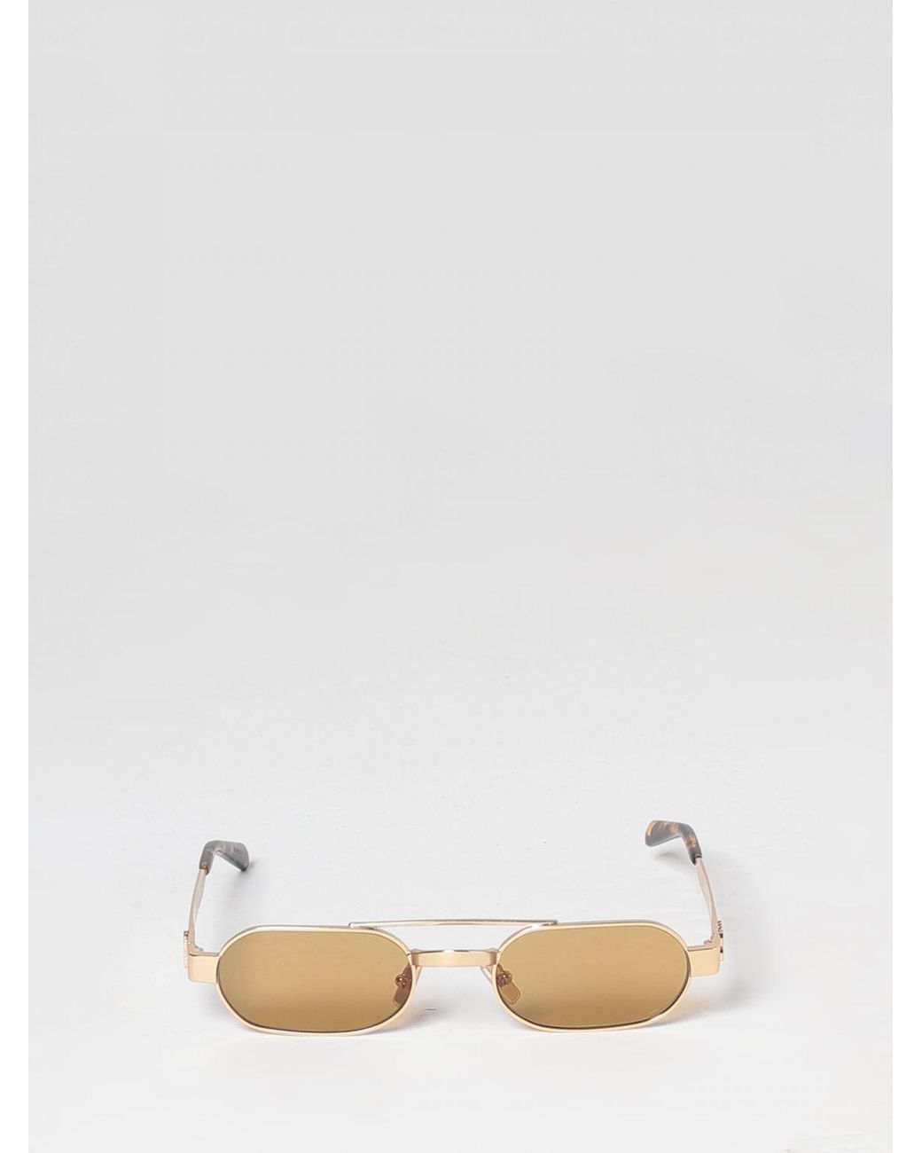 Miu Miu Natural Aviator Metal Sunglasses With Double Bridge And Tortoiseshell Temples
