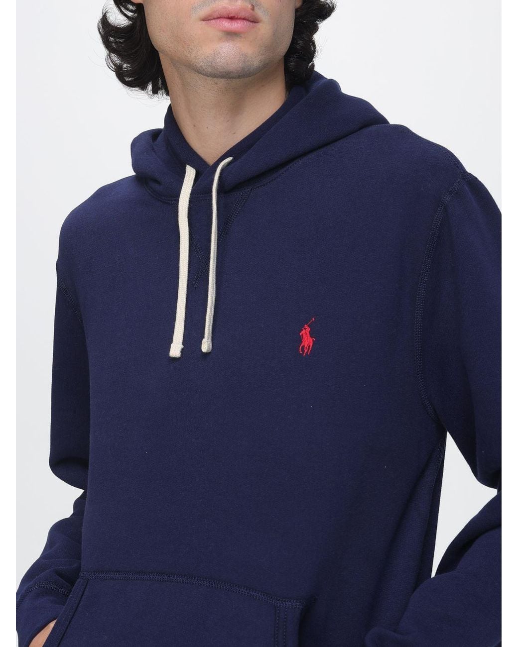 Polo Ralph Lauren Blue Cotton Hoodie With Iconic Embroidered Pony Logo for men