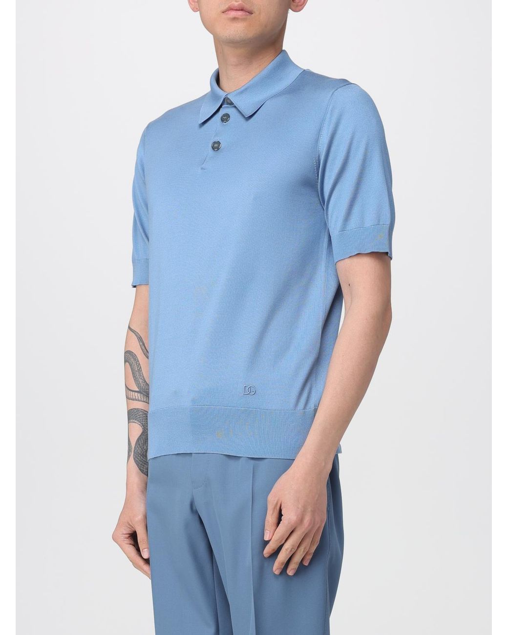 Dolce & Gabbana Blue Dolce &Amp Gabbana Silk Polo Shirt for men