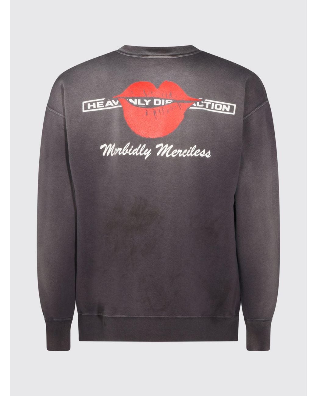 SAINT Mxxxxxx Gray Graphic Print Cotton Crewneck Sweatshirt for men