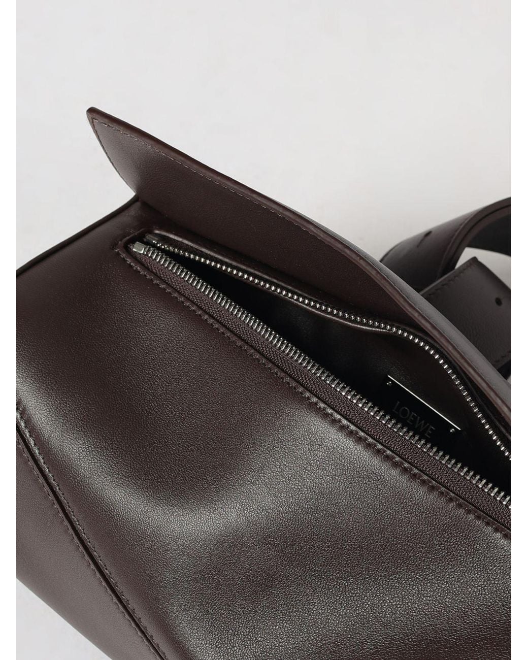Loewe Gray Calfskin Leather Crossbody Belt Bag With Embossed Logo for men