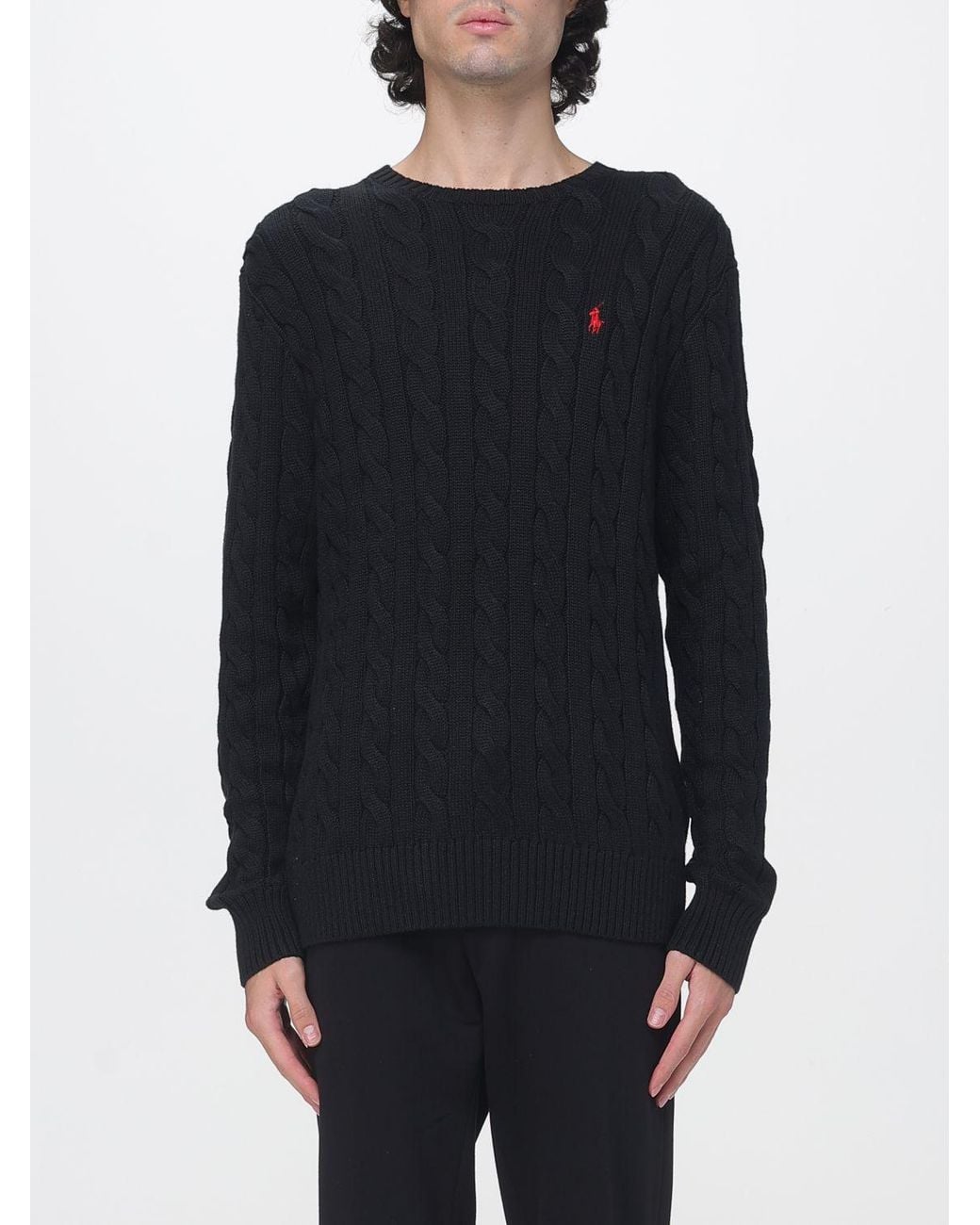 Polo Ralph Lauren Blue Cotton Crewneck Jumper With Embroidered Pony Logo for men