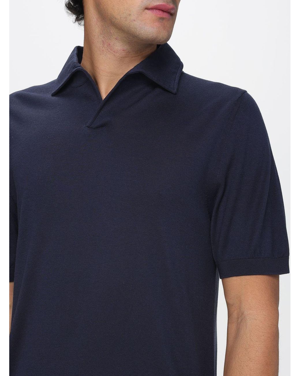 Lardini Blue Knit Polo Shirt for men