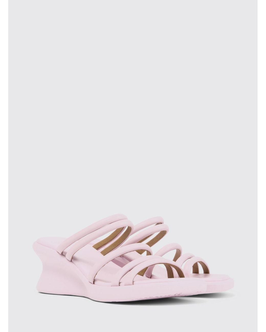 Camper Pink Louise Leather Wedge Sandals